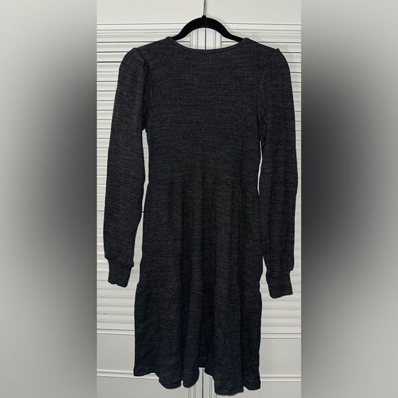 Latched Mama Waffle Knit Long Sleeve Tiered‎ Charcoal Gray Nursing Dress Size S - Picture 4 of 10